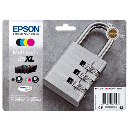 Compatible Epson 35XL Multipack Ink Cartridges BK/C/M/Y (Padlock) –